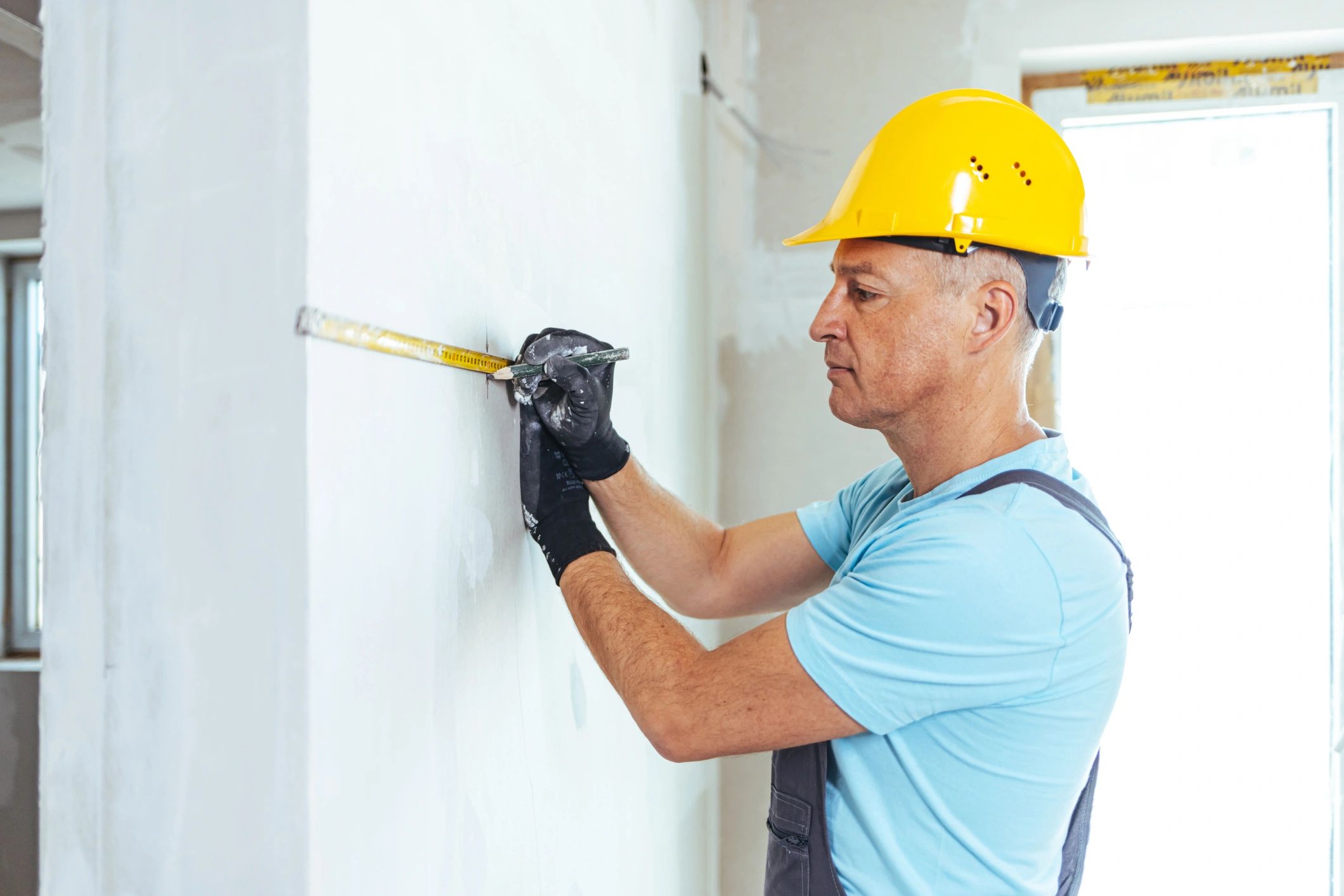 Contractor measuring during a renovation project